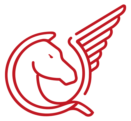 Red Altitude Creative Logo - A round line based Logo of Pegasus.